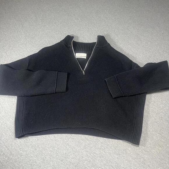 Urban Outfitters Sweaters - Urban Outfitters Black Ribbed Half-Zip cropped Sweater  Womans Size Medium